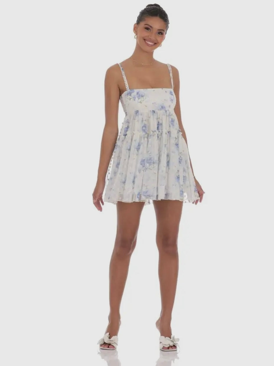 Lucy In the Sky Floral Babydoll Dress in White – Ella J Boutique