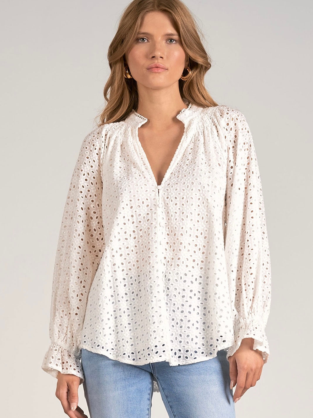 eyelet peasant blouse
