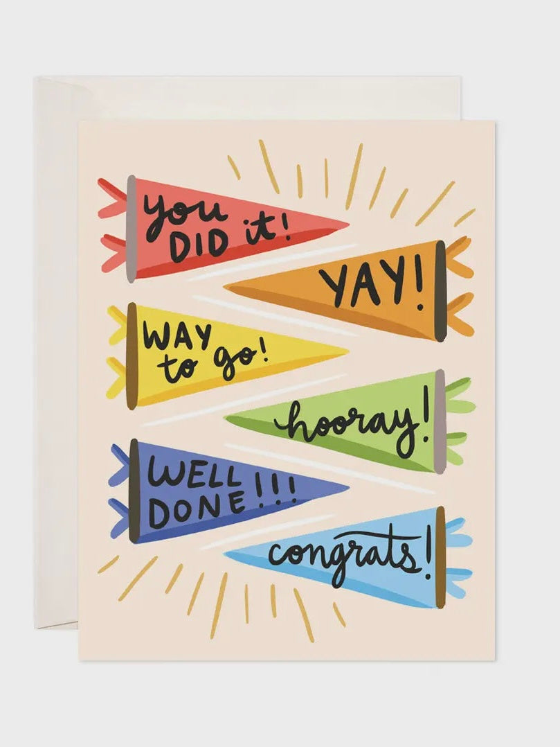 Bloomwolf Pennant Congrats Greeting Card - Perfect For Graduation ...