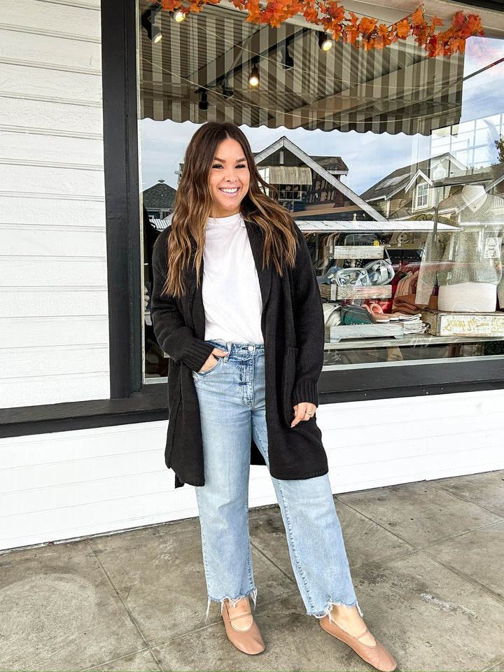 Chaser Eve Chunky Cardigan Licorice Sweater – Ella J Boutique Chaser Eve Chunky Cardigan Licorice Sweater – Ella J Boutique