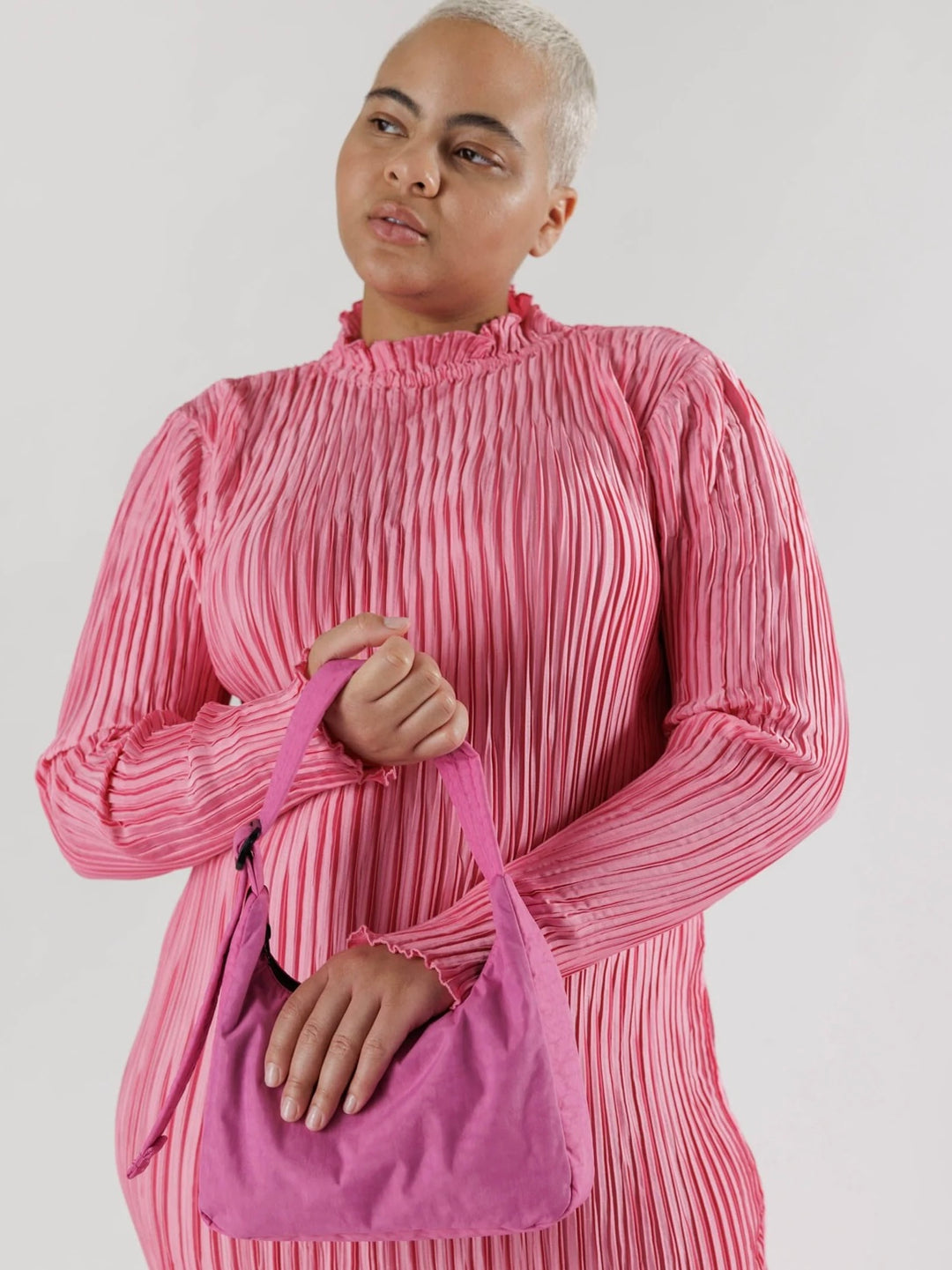 NWT BAGGU EXTRA PINK Mini Nylon Shoulder Bag Extra Pink Mini Nylon Shoulder Bag – Prism Boutique main image 3