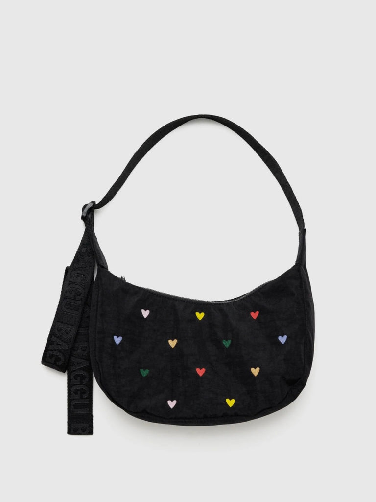 Baggu Small Nylon Crescent Bag - Embroidered Hearts – Ella J Boutique